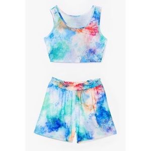 Tie dye crop top and shorts set